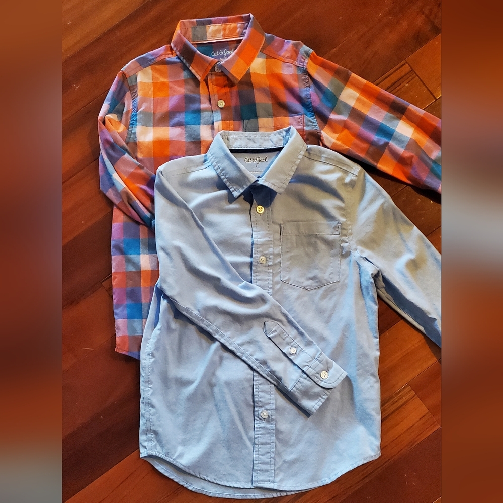 Cat & Jack Boys Dress Shirts Sz. Small 6/7 Lot of 2